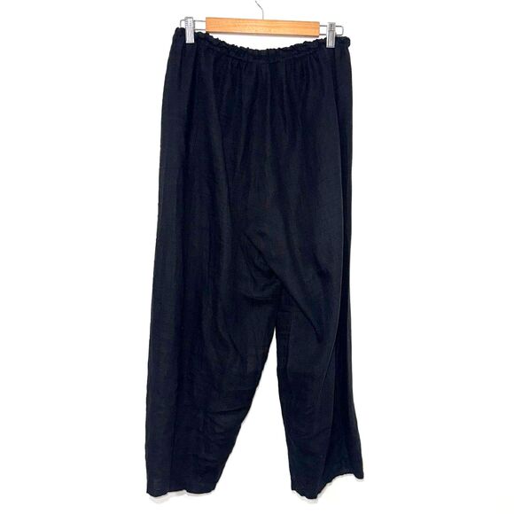Lisa Bayne 100% Linen Barrel Pant - Black S - Picture 2 of 7